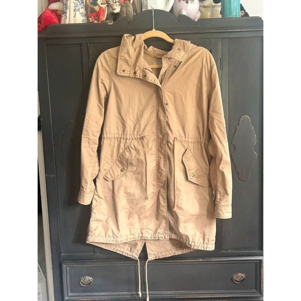 Uniqlo Women's Cotton Utility Parka Jacket Tan Beige Size Medium Hooded